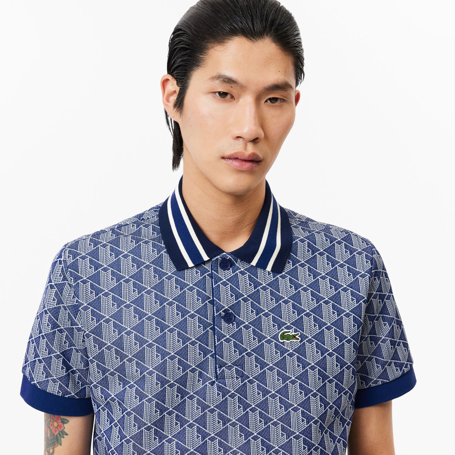 Lacoste Classic Fit Contrast Collar Monogram Motif Polo Shirt