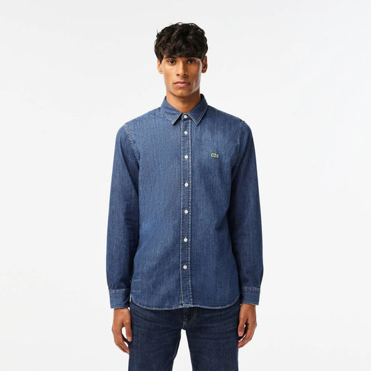 Lacoste Men's Regular Fit Organic Cotton Denim Shirt - Lacoste Nigeria - 