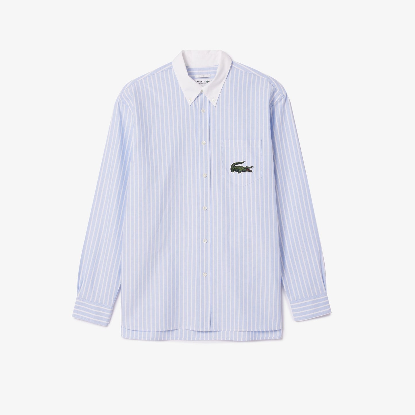 Striped Maxi Croc Contrast Collar Cotton Oxford Shirt - Lacoste Nigeria - CH7610 - 00 - E7B - M