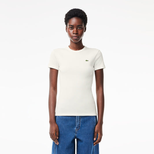 Women’s Lacoste Slim Fit Ribbed Cotton T - shirt - Lacoste Nigeria - TF5538 - 00 - 70V - 36