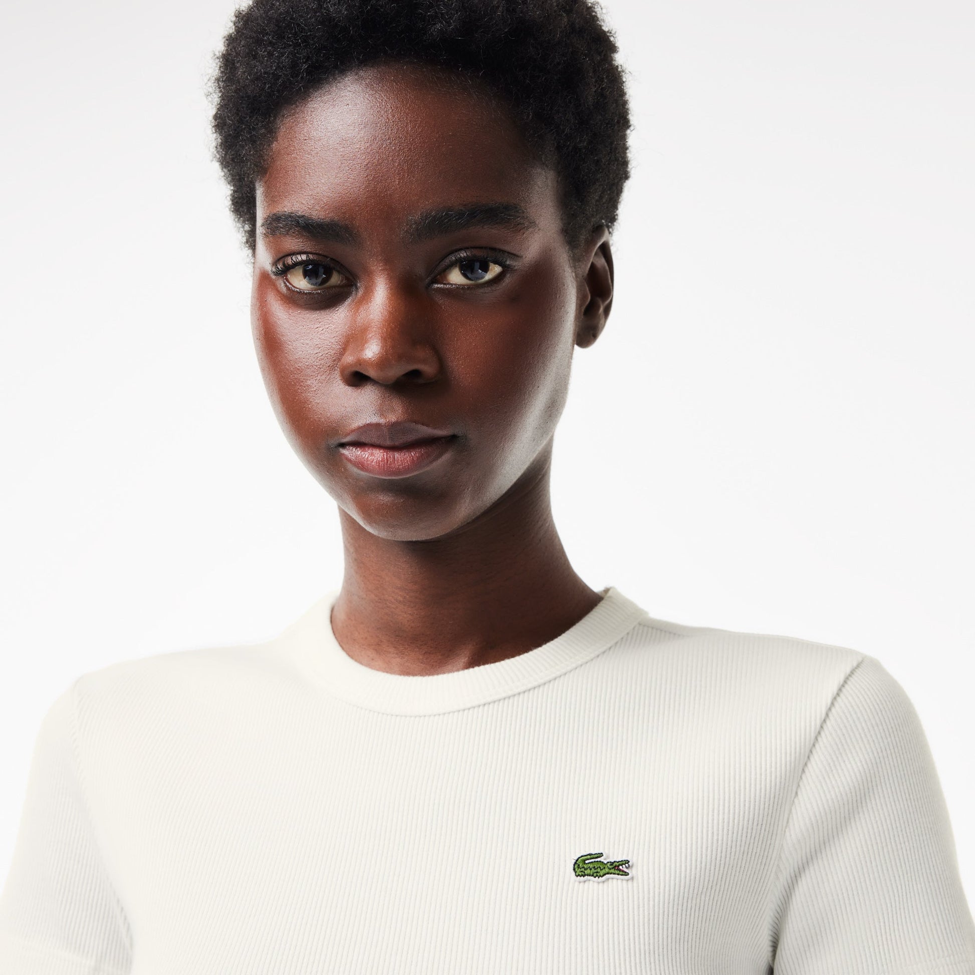 Women’s Lacoste Slim Fit Ribbed Cotton T - shirt - Lacoste Nigeria - TF5538 - 00 - 70V - 36